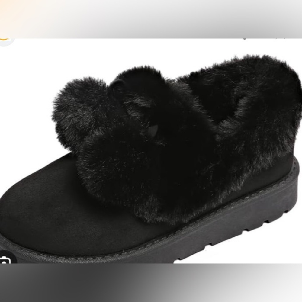 CARLKARIDA Black Faux Fur Slip-On Shoes size 6.5NEW